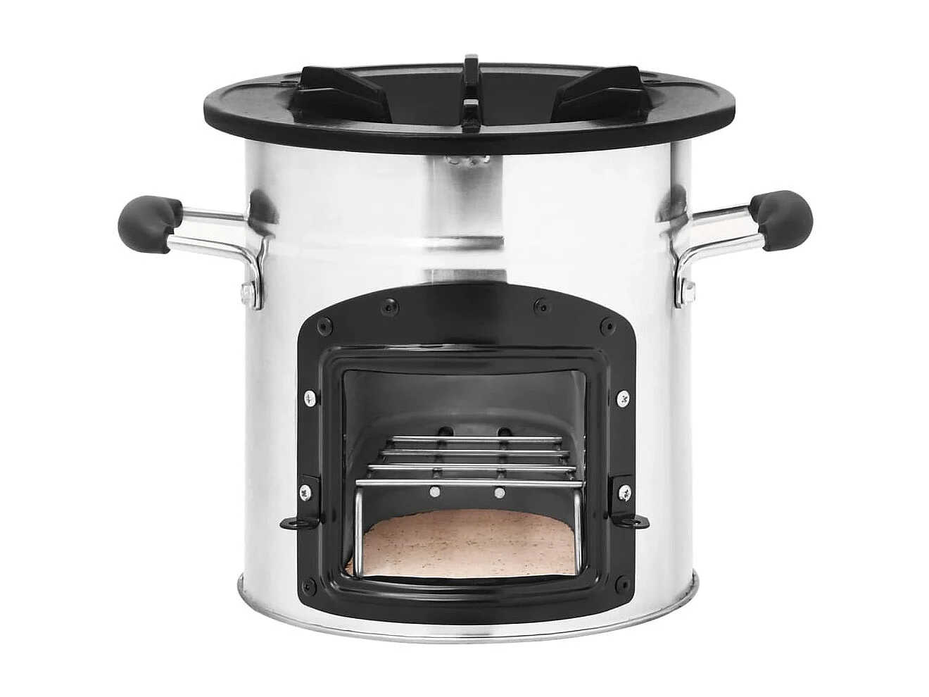 Camping houtkachel 45,5x33x25,5 cm roestvrij staal zilverkleur