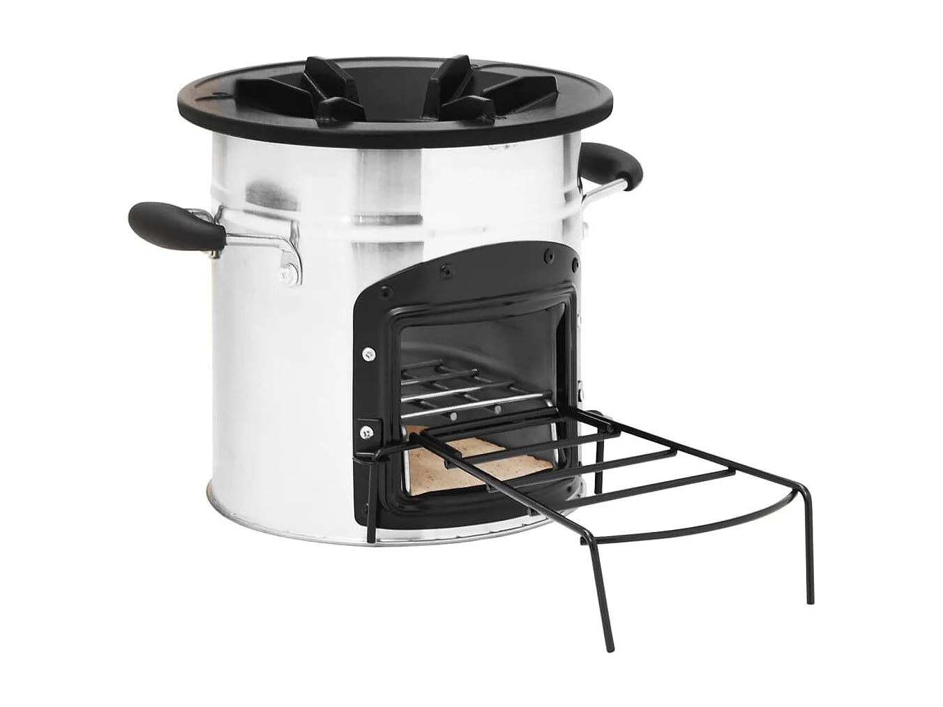 Poêle à bois de camping Argenté 45,5x33x25,5cm Acier inoxydable