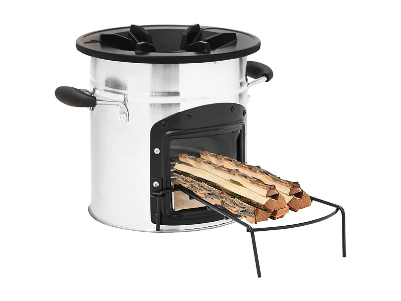 Fogão a lenha de campismo 45,5x33x25,5 aço inoxidável prateado