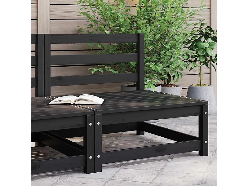 Garten-Mittelsofa Schwarz Massivholz Kiefer