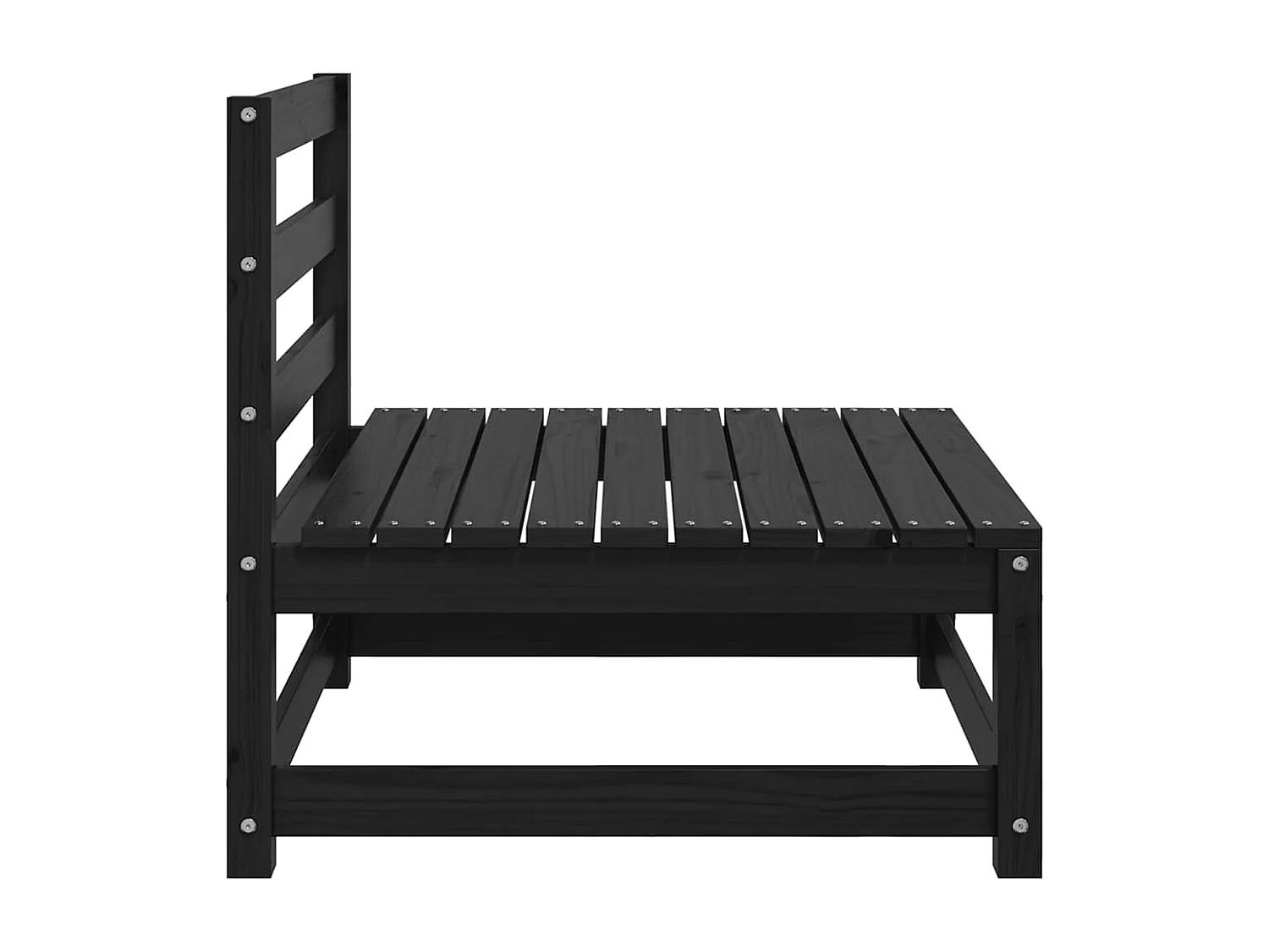 Garten-Mittelsofa Schwarz Massivholz Kiefer