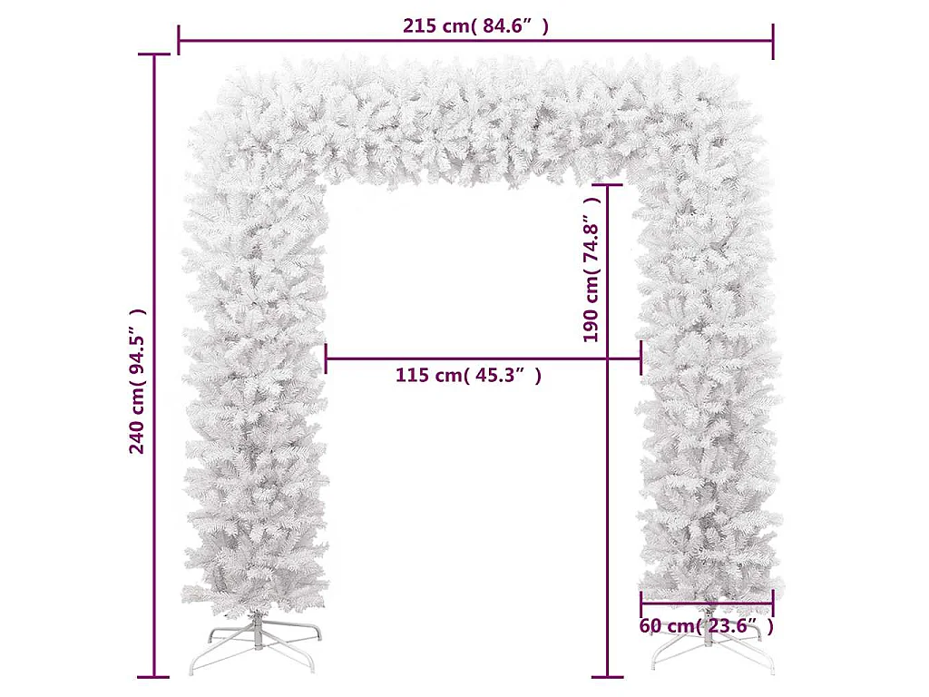 Kerstboog 240 cm wit