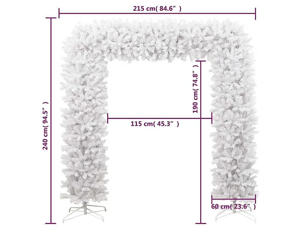 Kerstboog 240 cm wit