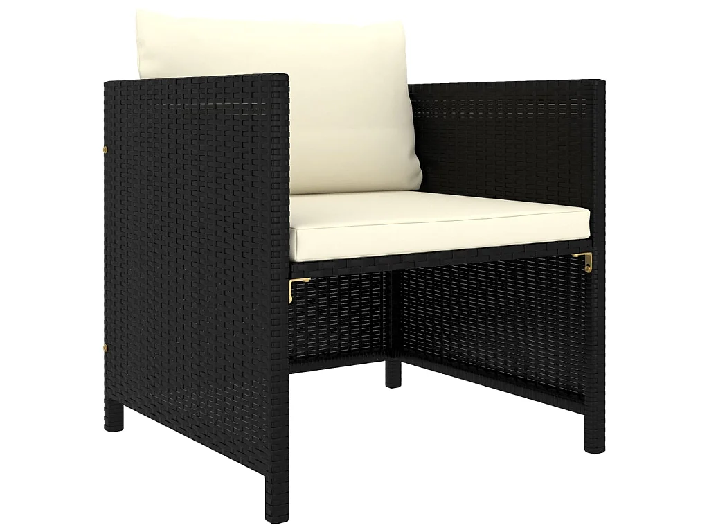 Canapés de jardin 4 pcs avec coussins Noir Résine tressée