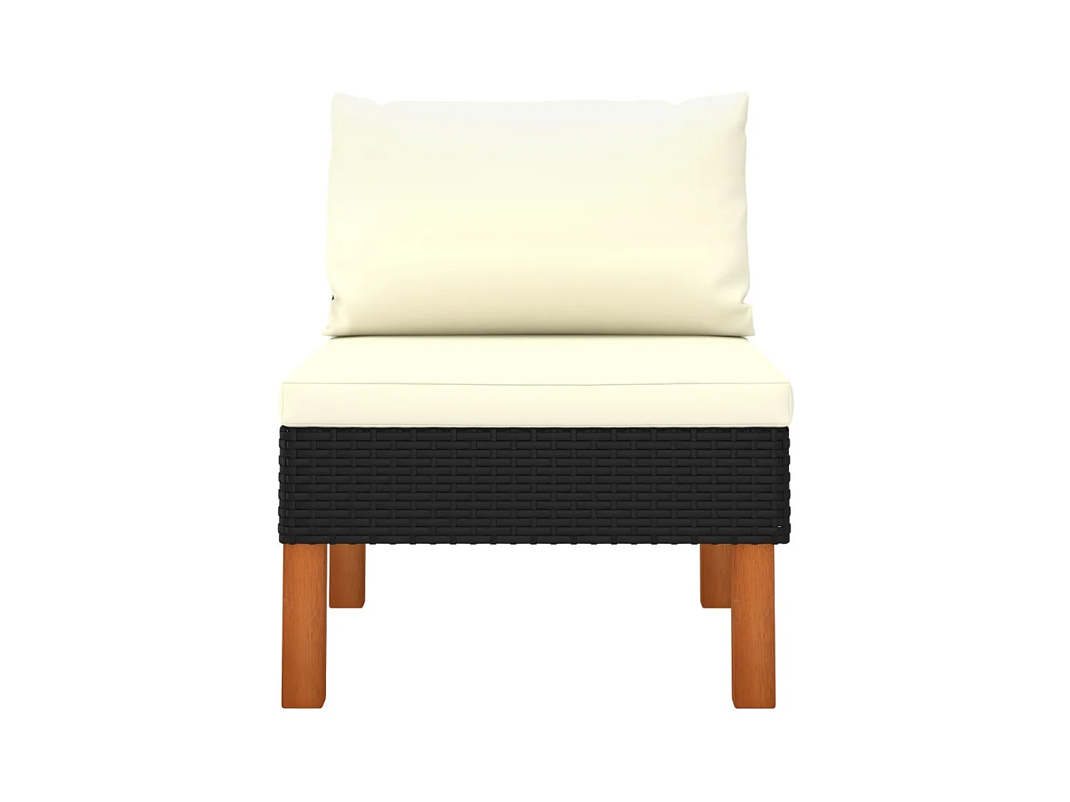 Mittelsofas 3 Stk. Poly Rattan und Eukalyptus Massivholz