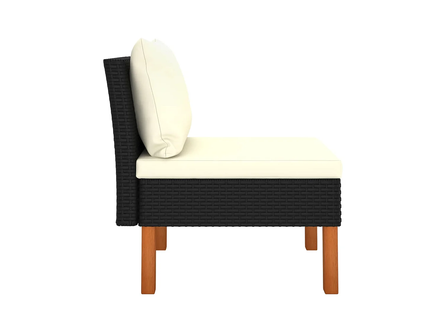 Mittelsofas 3 Stk. Poly Rattan und Eukalyptus Massivholz