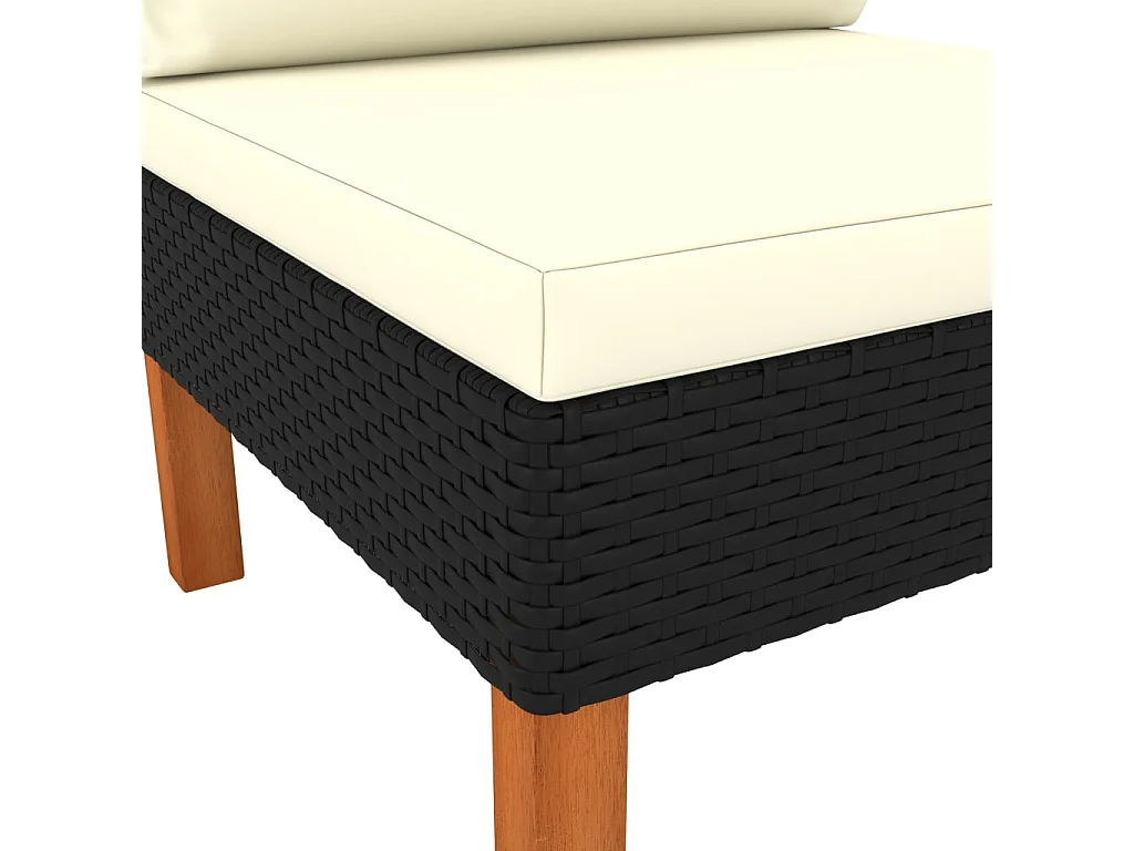 Mittelsofas 3 Stk. Poly Rattan und Eukalyptus Massivholz