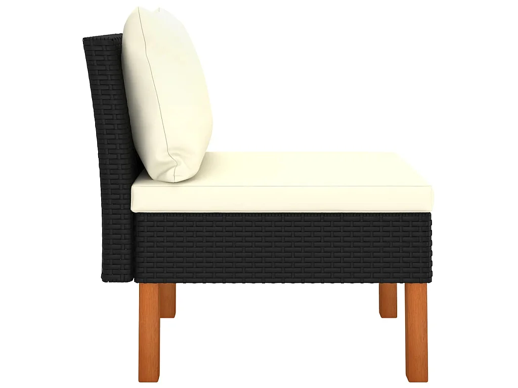 Mittelsofas 3 Stk. Poly Rattan und Eukalyptus Massivholz