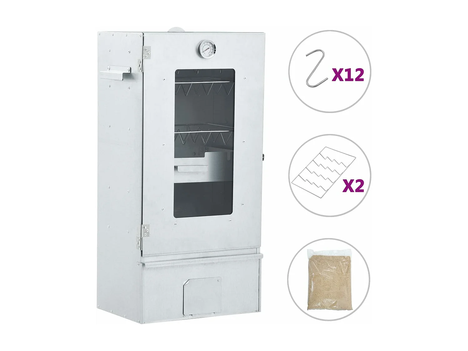 BBQ-rookoven met 1 kg houtsnippers 44,5x29x83 cm