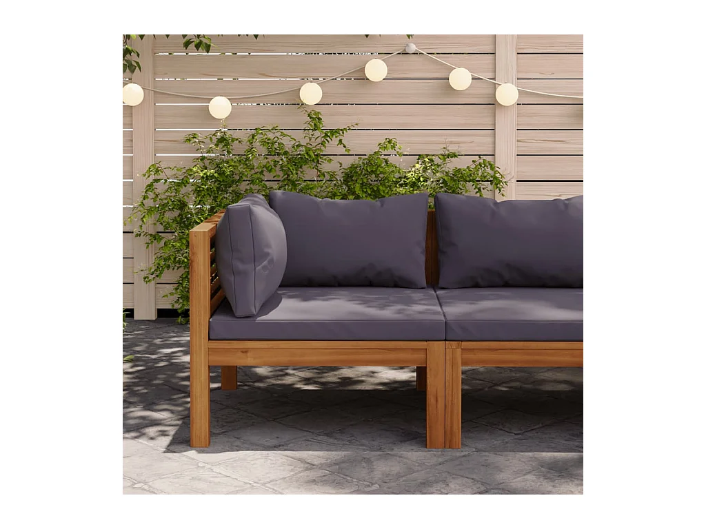 Modulares Ecksofa mit Dunkelgrauen Kissen Massivholz Akazie