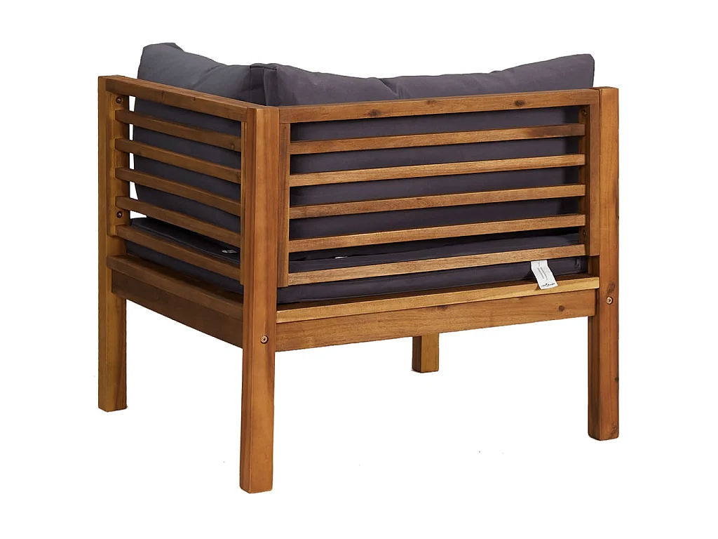 Canapé d'angle sectionnel et coussins gris foncé Bois d'acacia