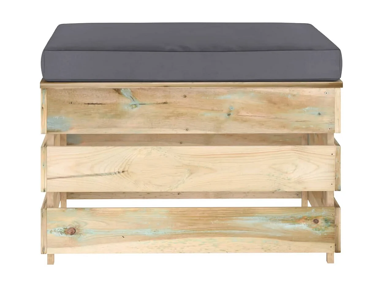 Hocker sectioneel met kussen groen geïmpregneerd hout