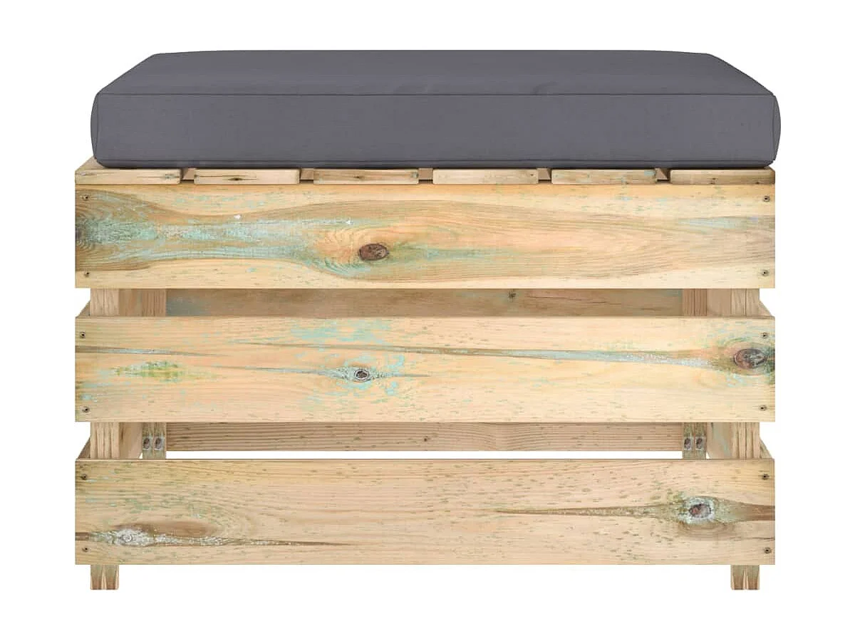 Hocker sectioneel met kussen groen geïmpregneerd hout