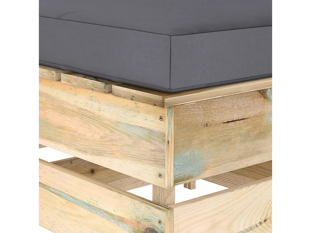 Hocker sectioneel met kussen groen geïmpregneerd hout