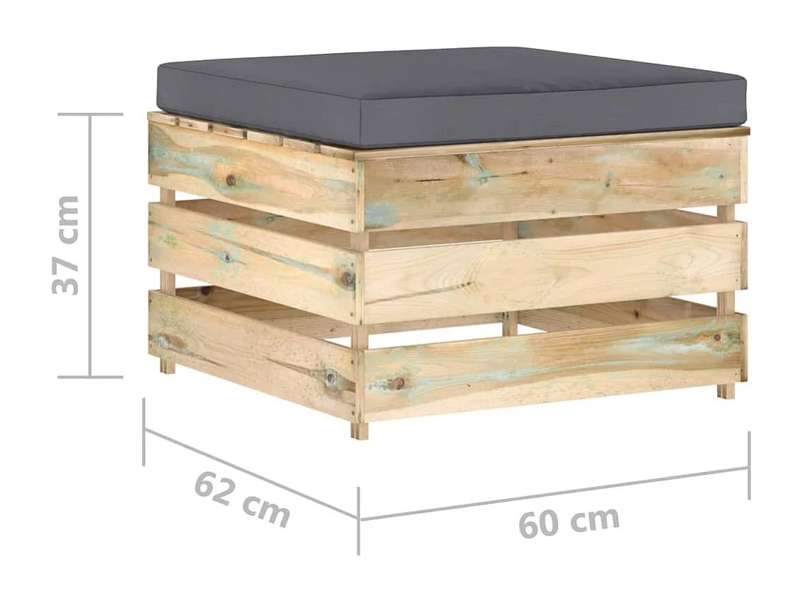 Hocker sectioneel met kussen groen geïmpregneerd hout