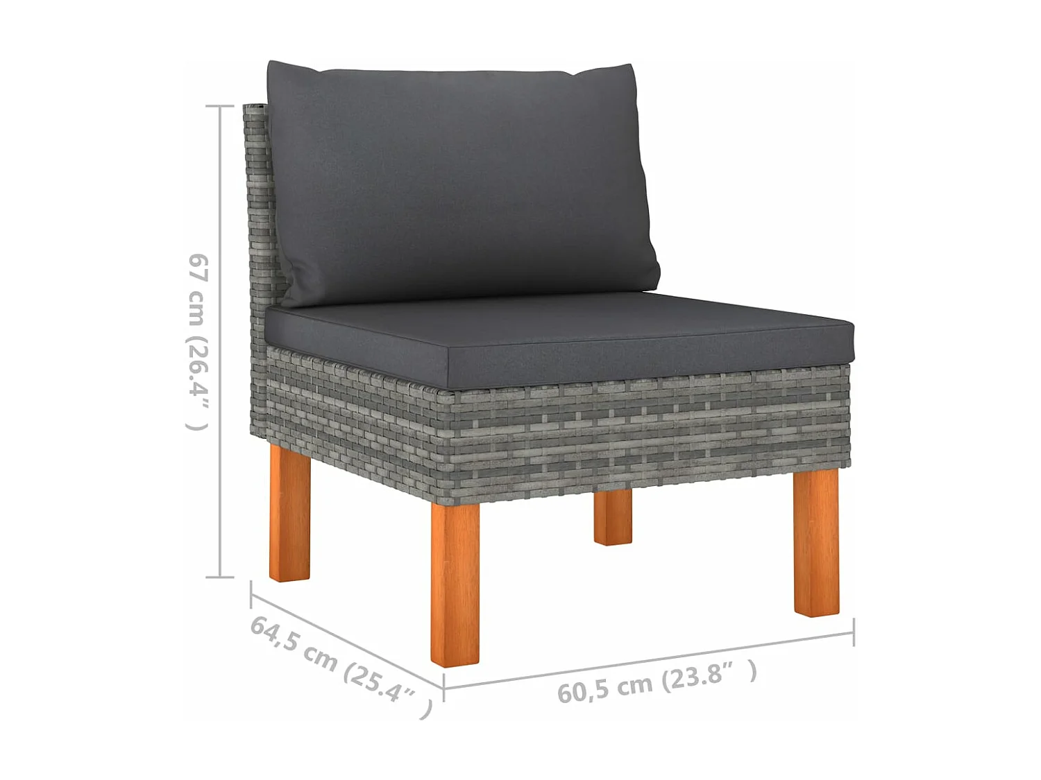 Middenbanken 3 st poly rattan en massief eucalyptushout