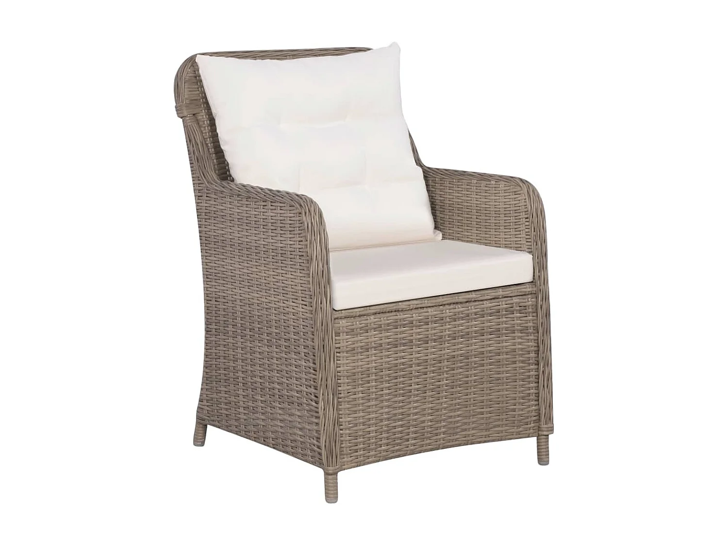 3-tlg. Bistro-Set mit Auflagen und Kissen Poly Rattan Braun