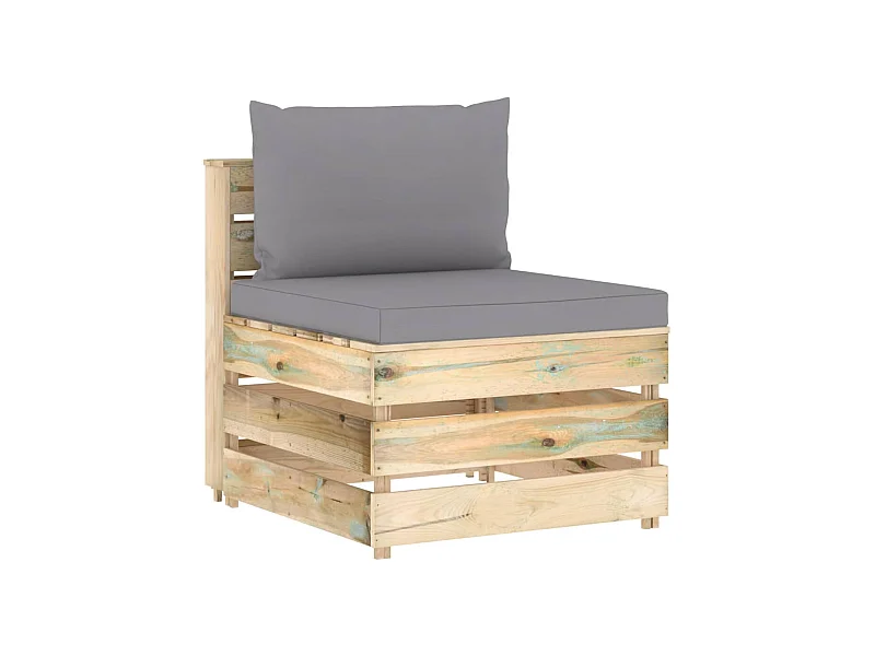 Divano Centrale Modulare con Cuscini in Legno Impregnato Verde