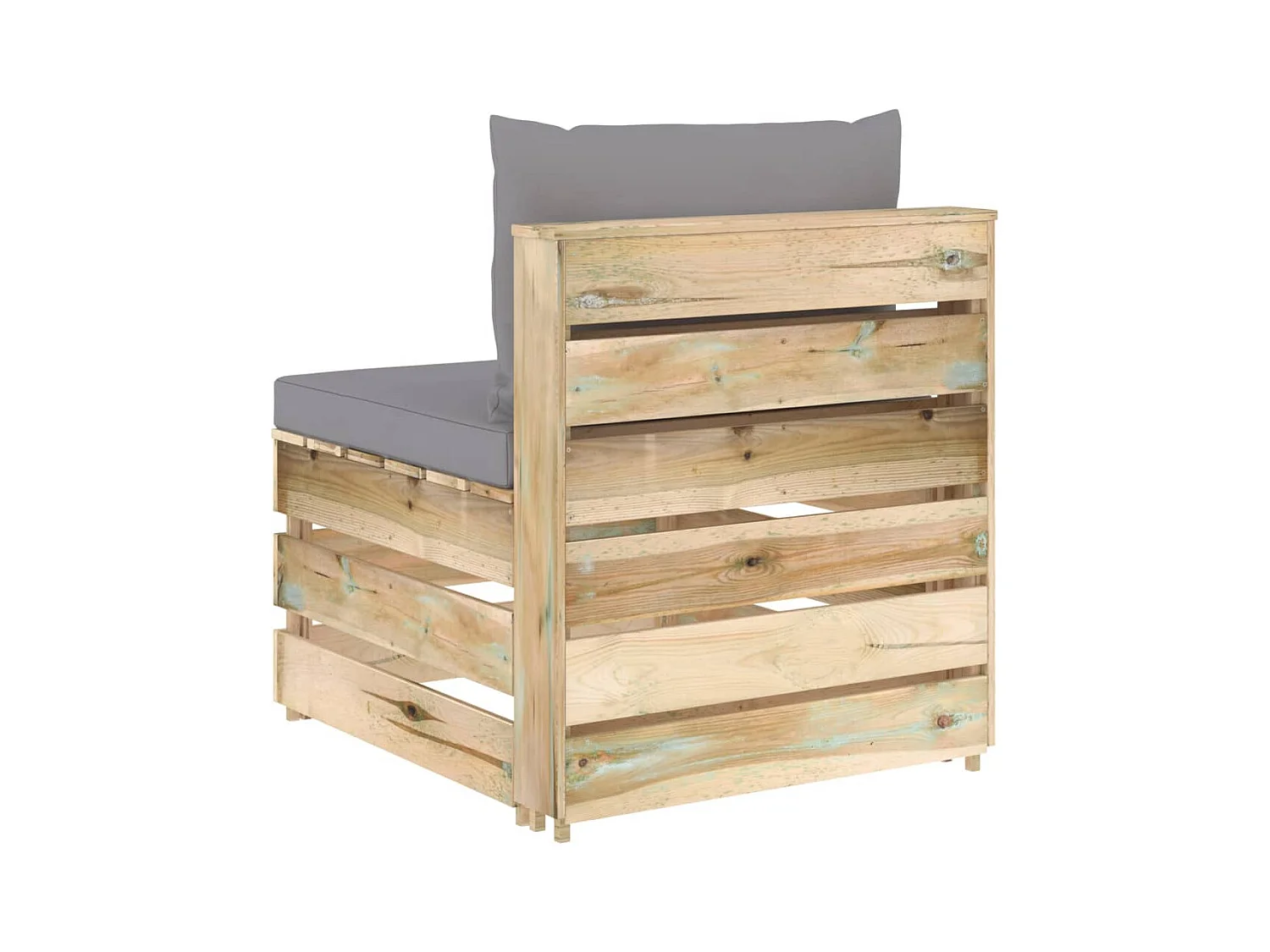 Middenbank sectioneel met kussens groen geïmpregneerd hout