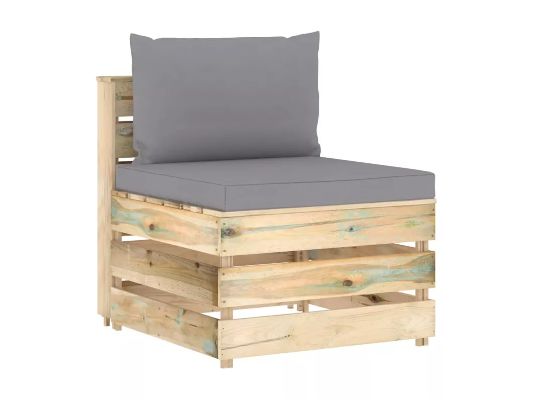 Kauf Unique Modulares Mittelsofa mit Kissen Grün Imprägniertes Holz