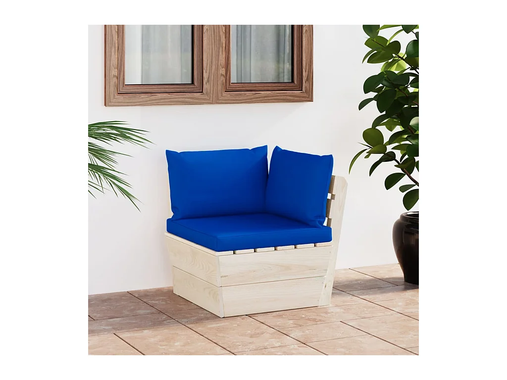 Canapé d'angle palette de jardin avec coussins Épicéa imprégné