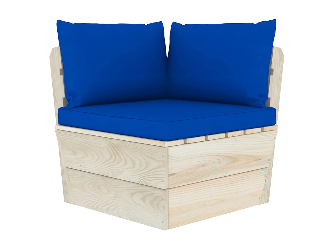 Divano Angolare da Giardino su Pallet e Cuscini Legno di Abete