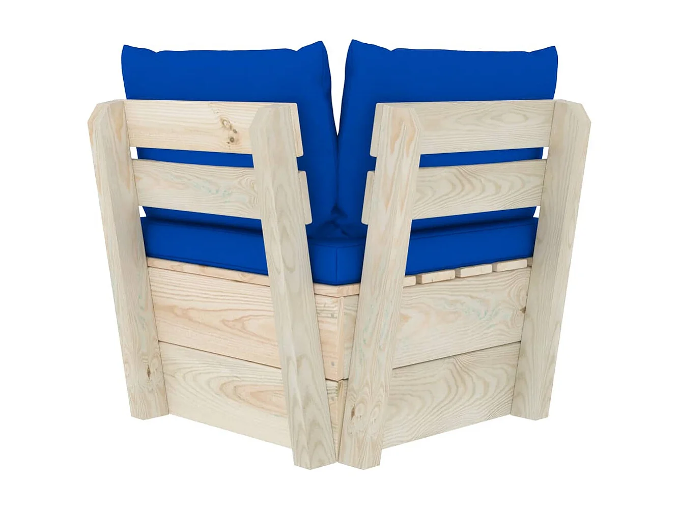 Divano Angolare da Giardino su Pallet e Cuscini Legno di Abete