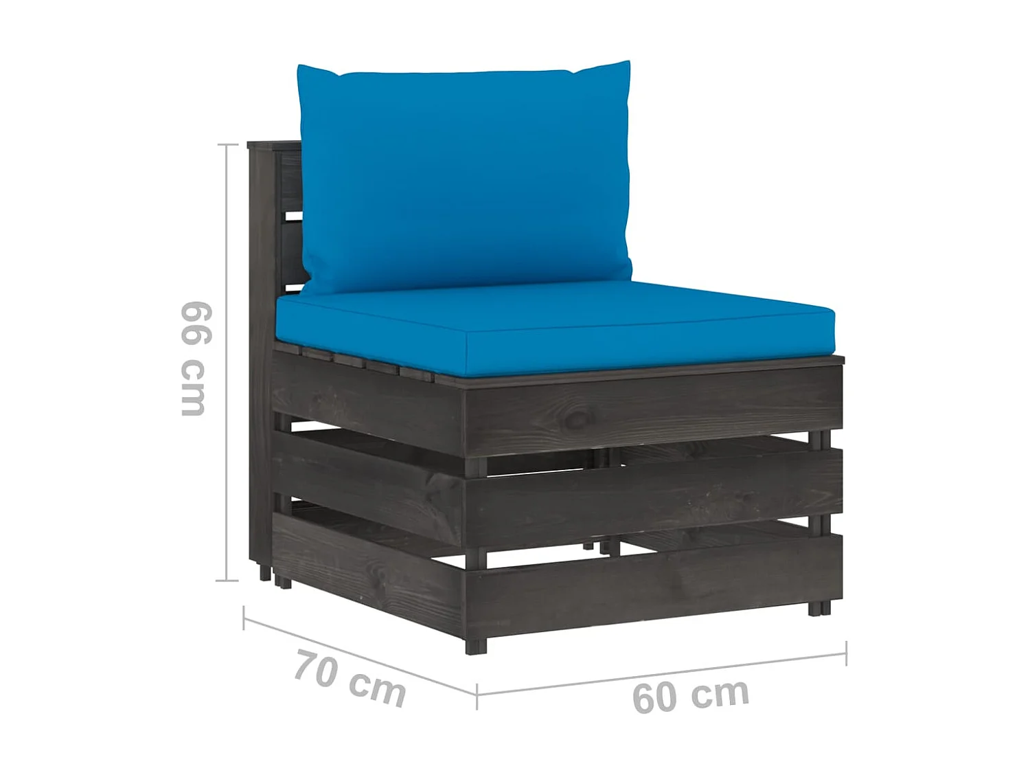 Canapé central sectionnel avec coussins Bois imprégné de gris