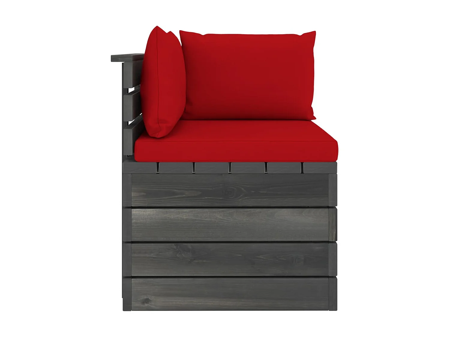 Sofá de canto em paletes p/ jardim com almofadões pinho