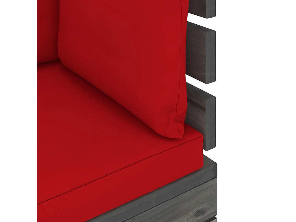 Sofá de canto em paletes p/ jardim com almofadões pinho