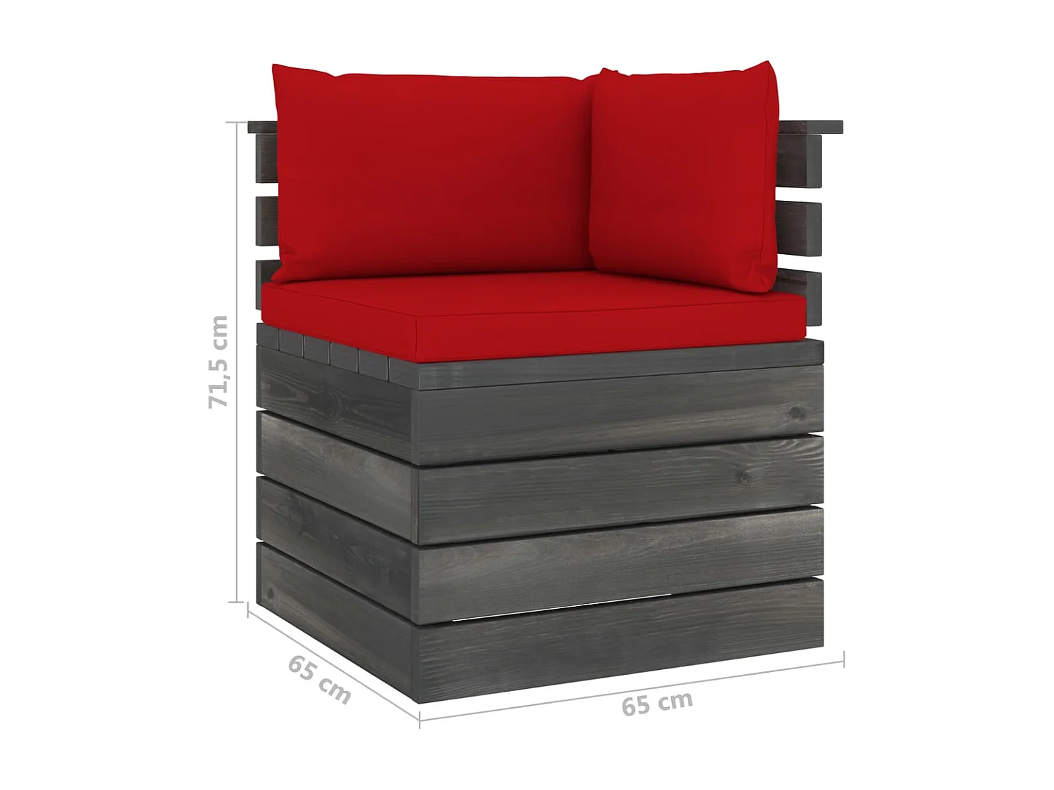 Sofá de canto em paletes p/ jardim com almofadões pinho