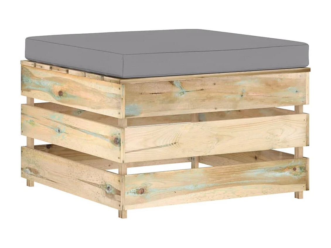 Otomano seccional com almofadão madeira impregnada verde