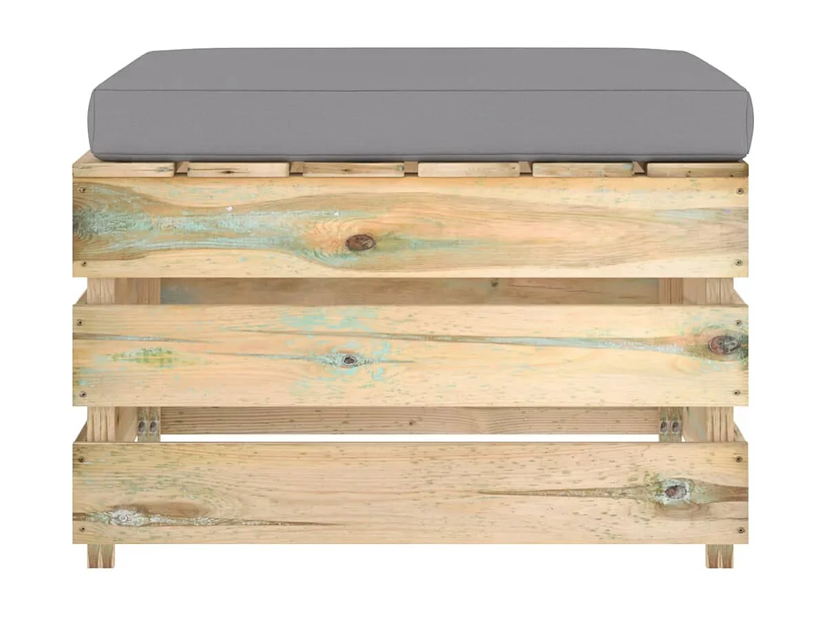 Otomano seccional com almofadão madeira impregnada verde