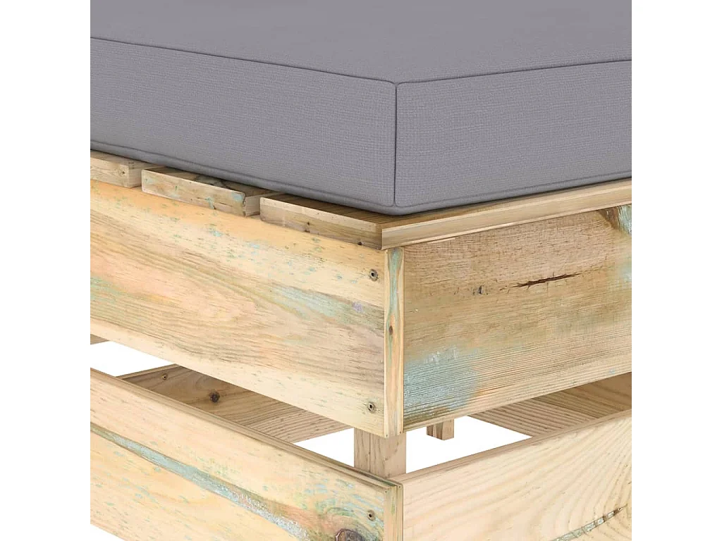 Otomano seccional com almofadão madeira impregnada verde