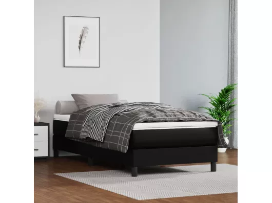 Kauf Unique Boxspringbett mit Matratze Schwarz 90x200 cm Kunstleder