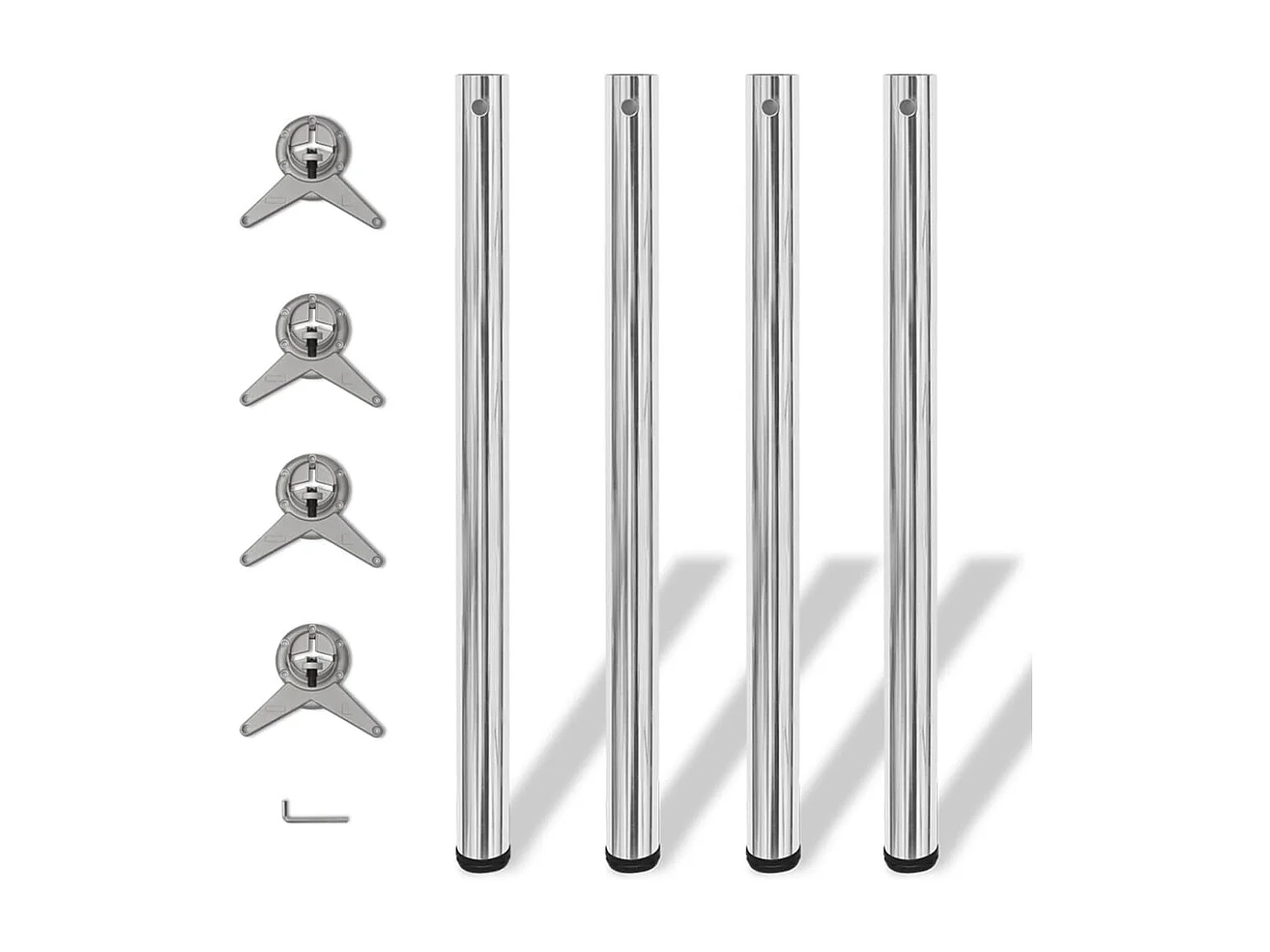 Tafelpoten in hoogte verstelbaar chroom 870 mm 4 st