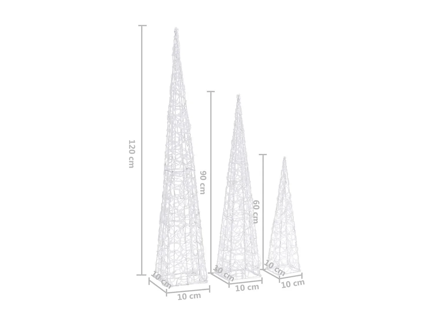 Cono de luz LED decorativo acrílico azul 60/90/120 cm