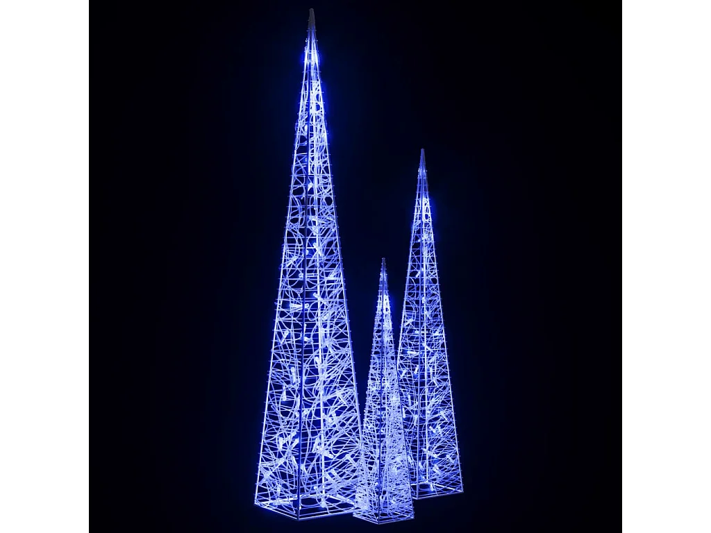 Lichtkegelset decoratief LED 60/90/120 cm acryl blauw