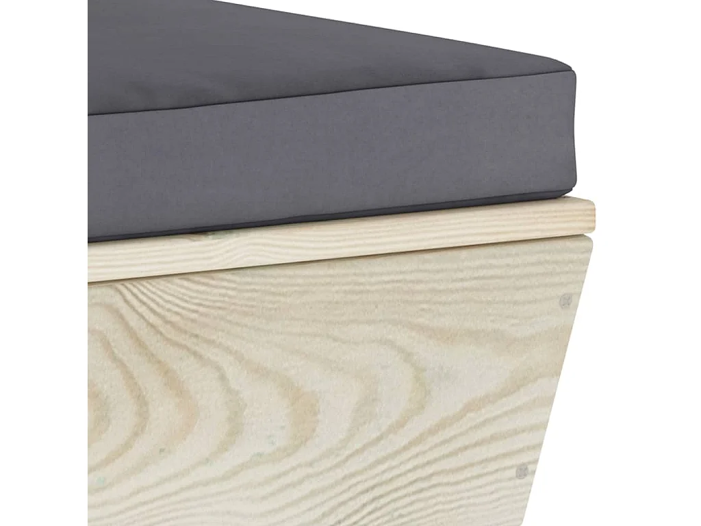 Canapé central palette de jardin avec coussins Épicéa imprégné