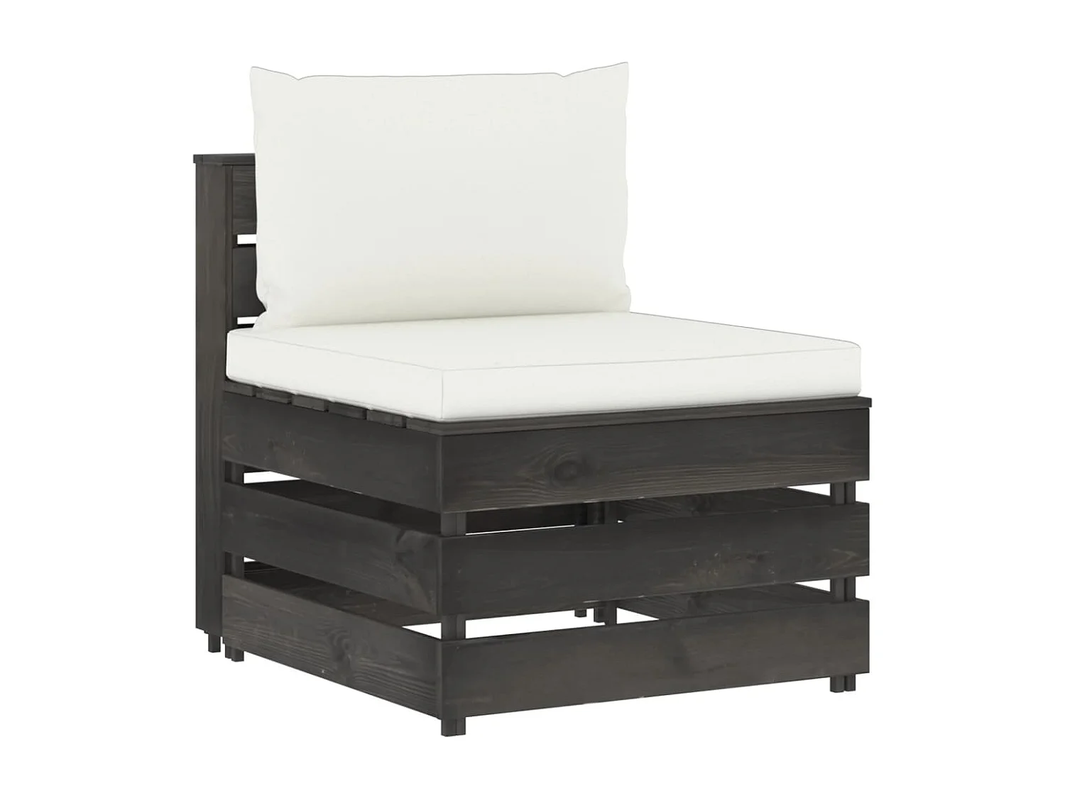 Modulares Mittelsofa mit Kissen Grau Imprägniertes Holz