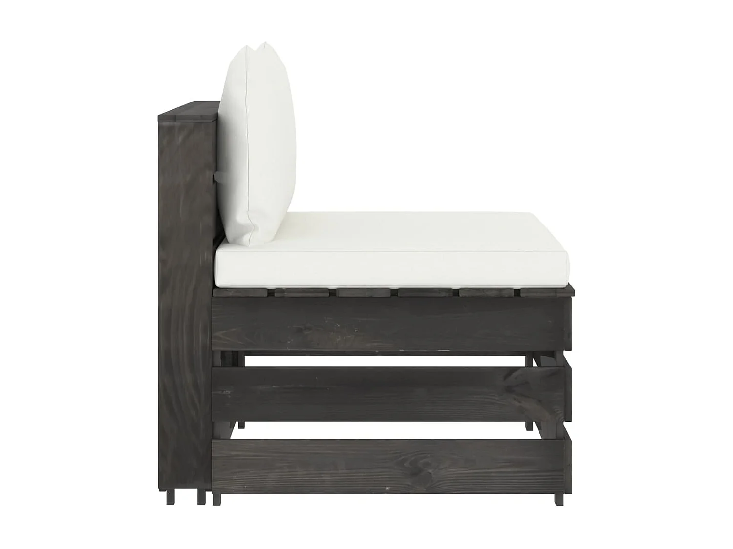 Modulares Mittelsofa mit Kissen Grau Imprägniertes Holz