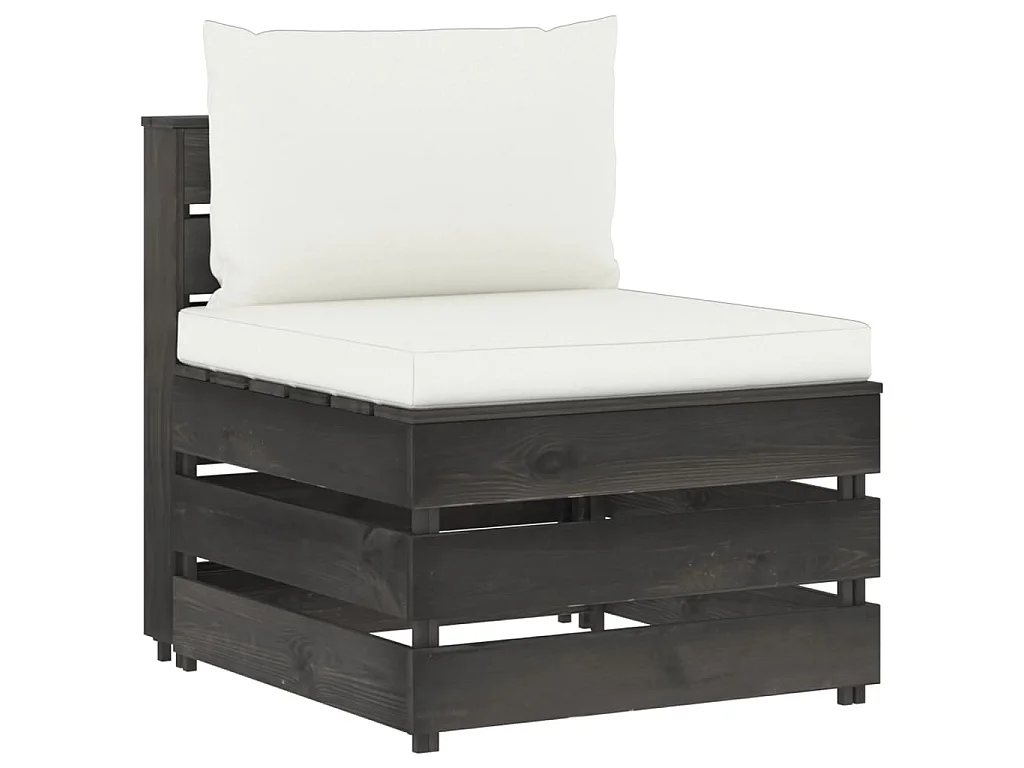 Canapé central sectionnel avec coussins Bois imprégné de gris
