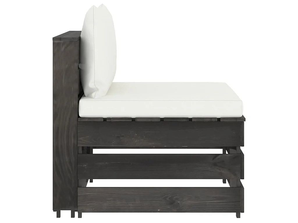 Canapé central sectionnel avec coussins Bois imprégné de gris