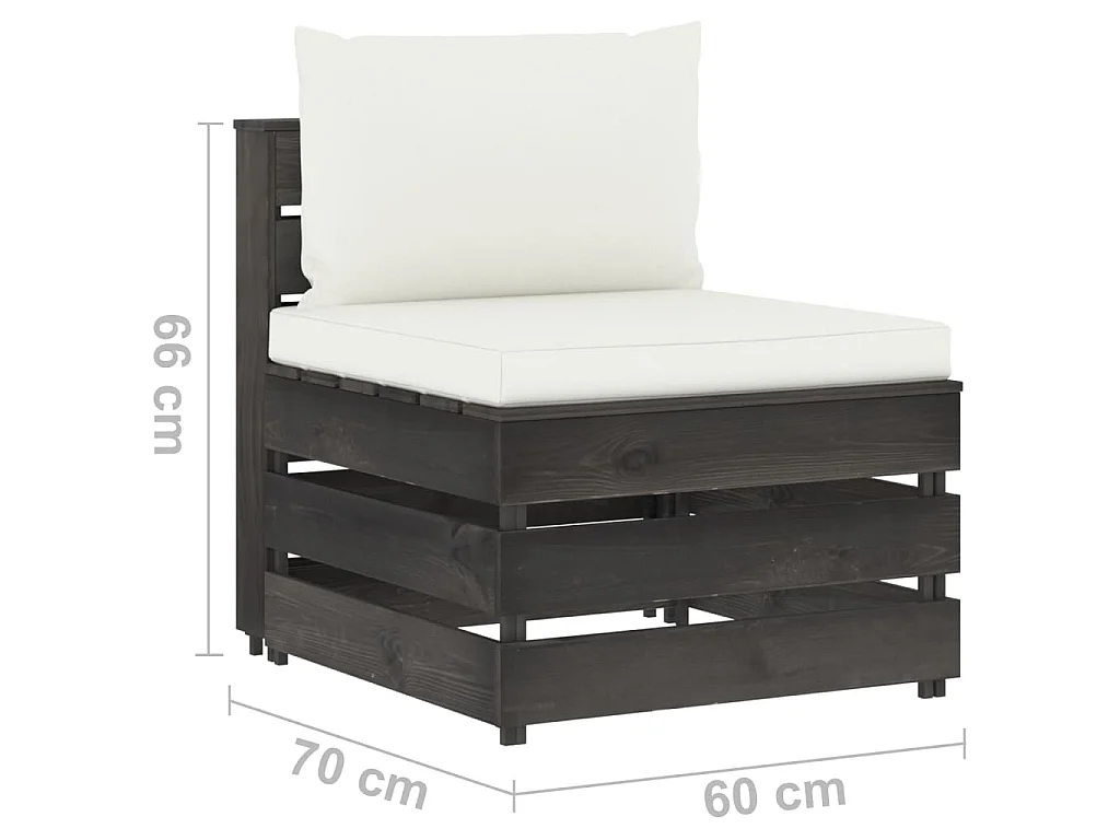 Canapé central sectionnel avec coussins Bois imprégné de gris
