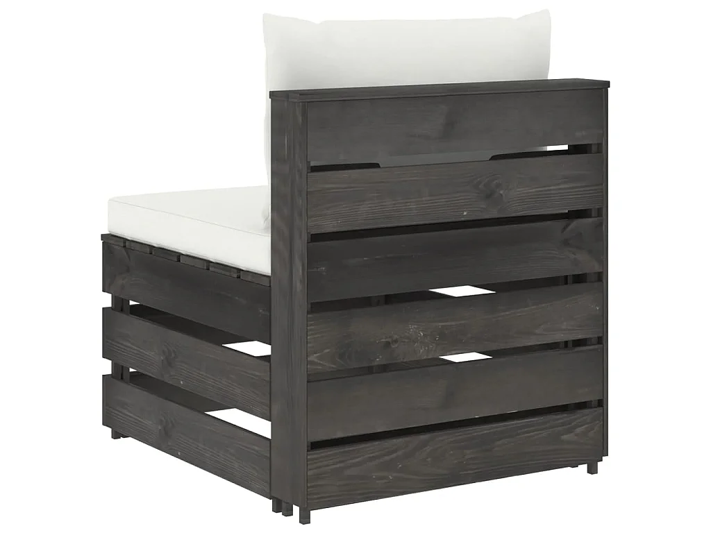 Canapé central sectionnel avec coussins Bois imprégné de gris