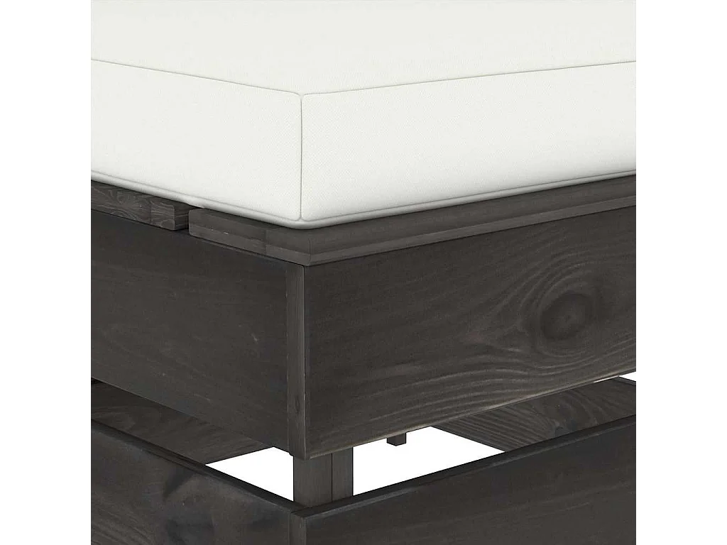 Divano Centrale Modulare con Cuscini in Legno Impregnato Grigio