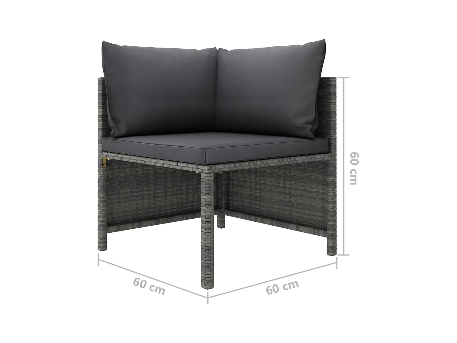 Canapé d'angle sectionnel avec coussins Gris Résine tressée