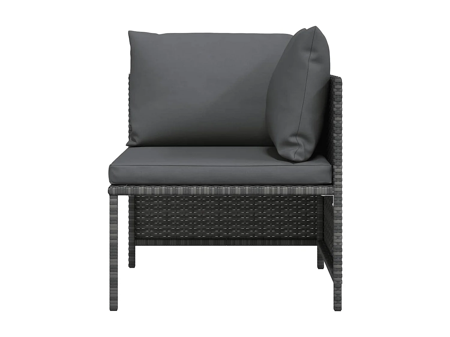 Canapé d'angle sectionnel avec coussins Gris Résine tressée