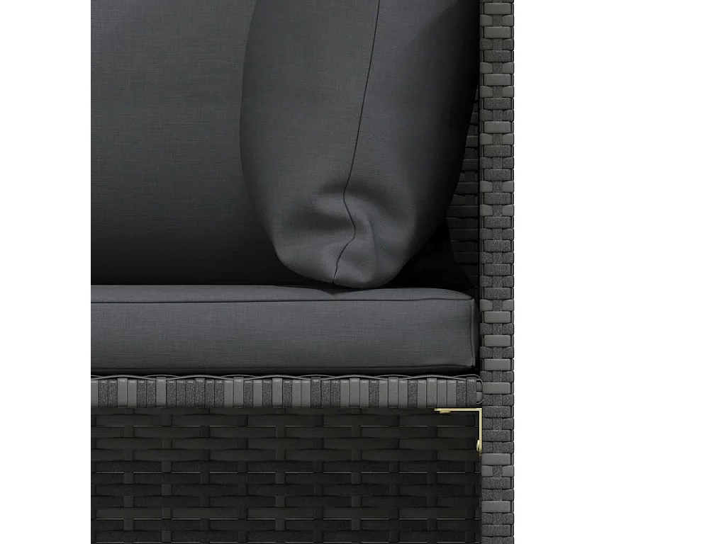 Canapé d'angle sectionnel avec coussins Gris Résine tressée