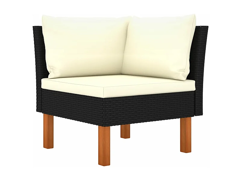 Ecksofa Poly Rattan und Eukalyptus Massivholz